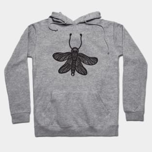 Owlfly Ink Art - detailed insect design - on white Hoodie